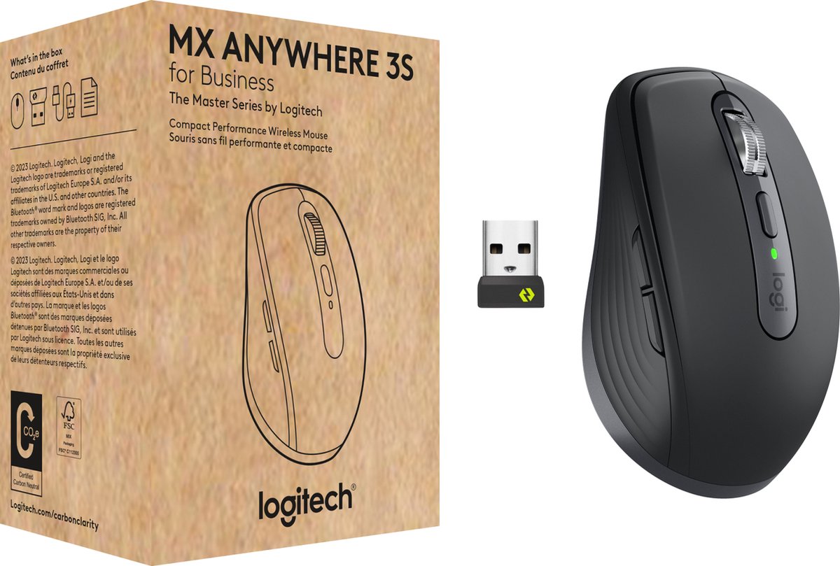 Logitech MX Anywhere 3S for Business - Mus - Optisk - 6 knapper - Sort