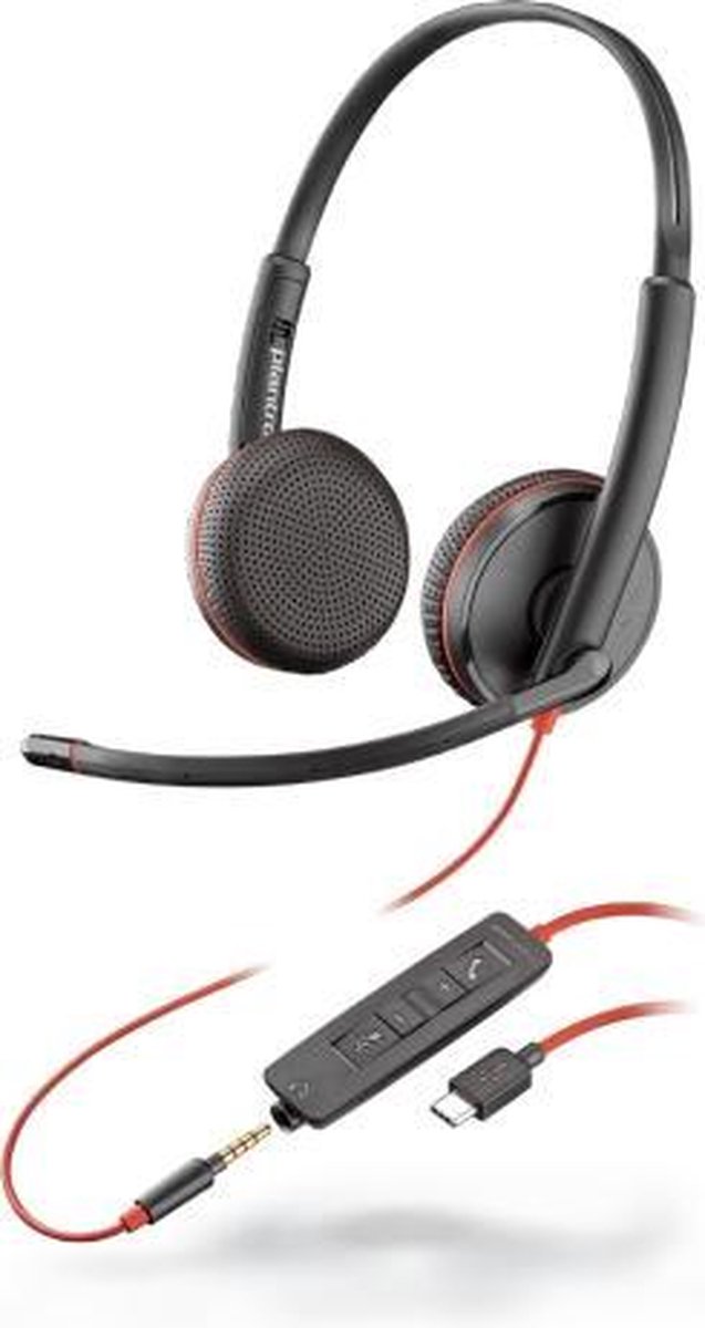 HP Poly Blackwire 3225 Stereo USB-C Headset +3.5mm Plug +USB-C/A Adapter (Bulk) (8X229A6)