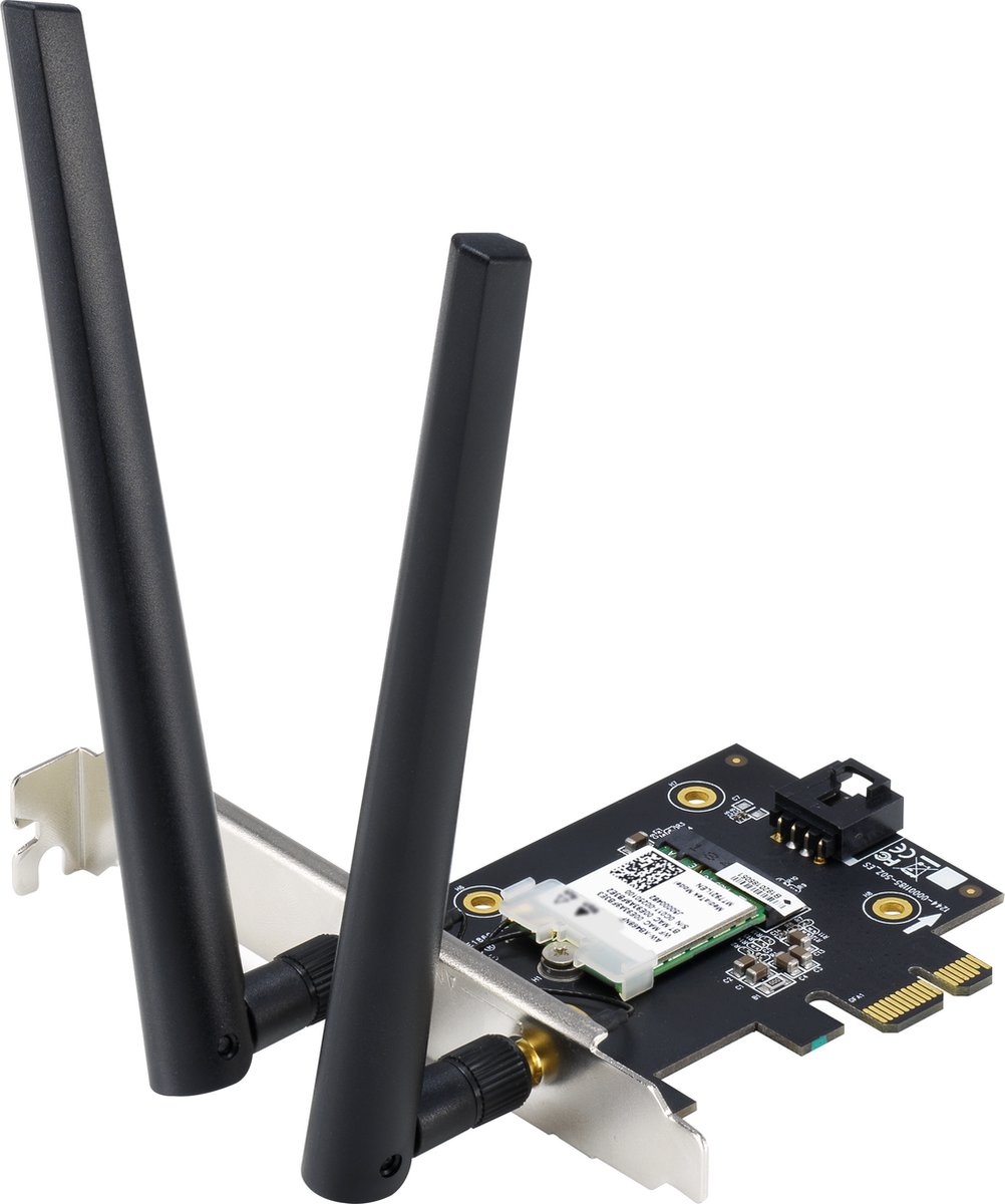 ASUS PCE-AX1800 Dual Band PCI-E WiFi 6 (802.11ax). Bluetooth 5.2 WPA3 network security OFDMA and MU-MIMO