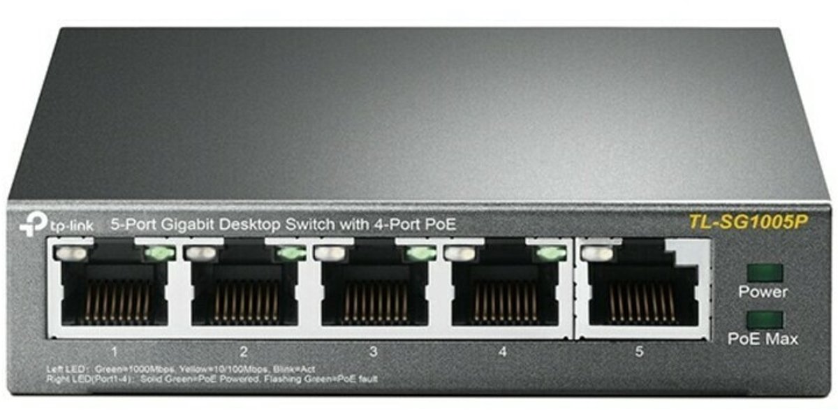 TP-Link TL-SG1005P 5-Port Gigabit Desktop Switch with 4-Port PoE+