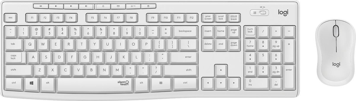 Logitech MK295 Silent - keyboard and mouse set - French - off white Input Device - Tastatur & Mus sæt - Fransk - Hvid