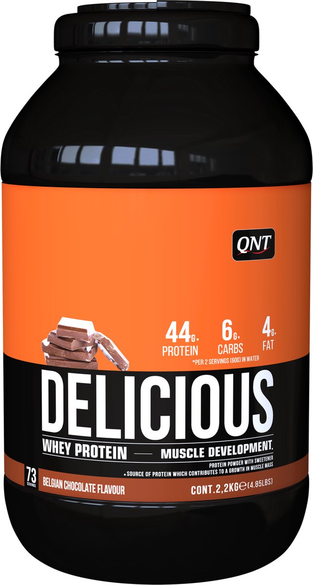 Nutrition protéinée poudre de protéines de lactosérum chocolat QNT Delicious Whey