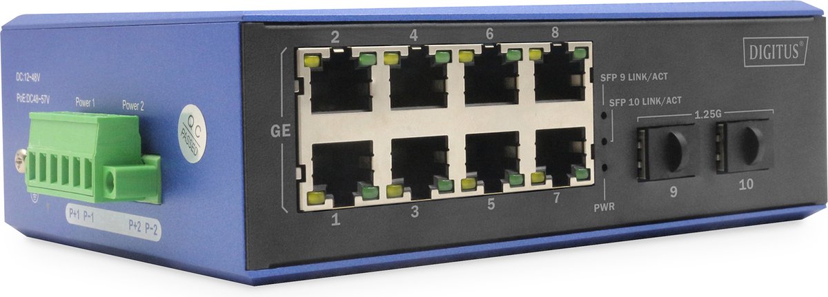 DIGITUS - switch - industrial - 12 ports - unmanaged - rack-mountable
