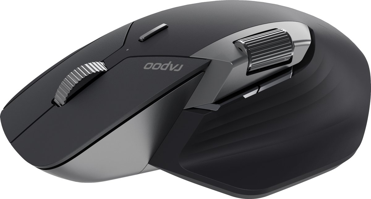 RAPOO MT760M - mouse - multi-mode - 2.4 GHz Bluetooth 4.0 Bluetooth 5.0 - gray black - Mus - Optisk - 10 knapper - Sort