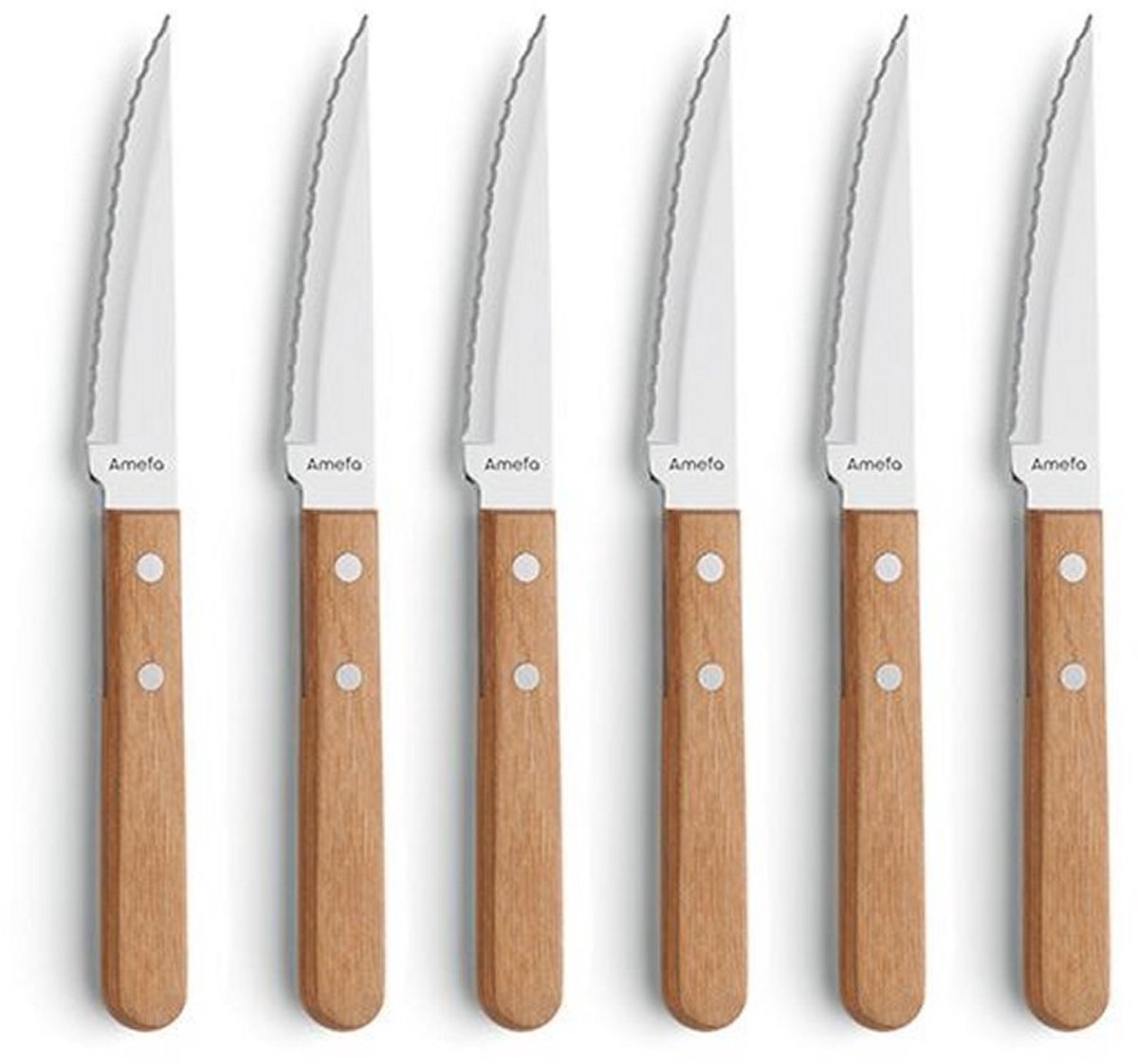 Amefa Cuchillos de carne Pizza 6-pack Roble
