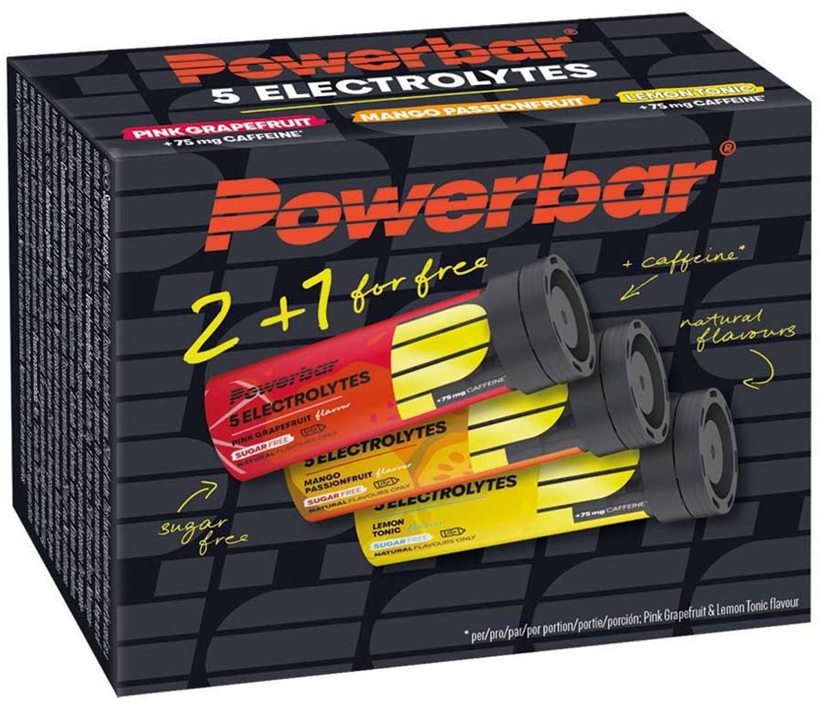 Electrolytes PowerBar 5 Electrolytes MultiPack 8 packs of 2+1x10 tabs Mixed : Mango Passion Fruit+Pink Grapefruit+Lemon Tonic