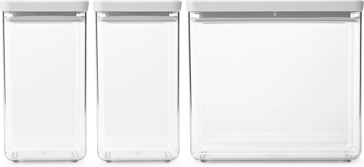 Brabantia Bote apilable 3 piezas TASTY+ 2x1,6 L+3,5L Gris claro