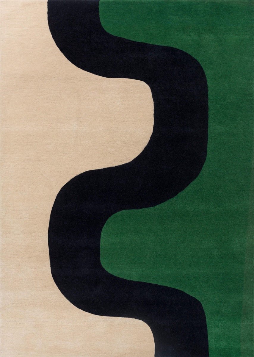 Marimekko Alfombra de lana Seireeni Green, 250x350 cm