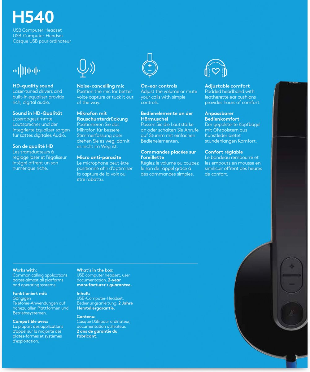 Logitech H540 USB Headset - Black