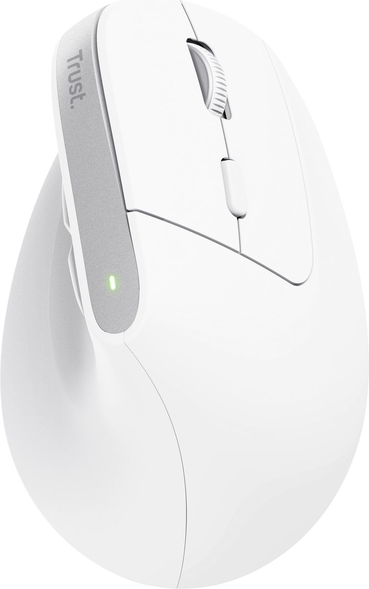 Trust Bayo+ - Vertical mouse - Optisk - 6 knapper - Hvid