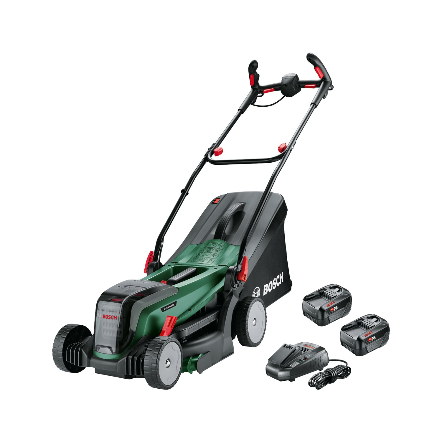 Bosch DIY - UniversalRotak - Rasenmäher - 2x18V 37-550 Solo (Ladegerät & 2 x Akku enthalten)