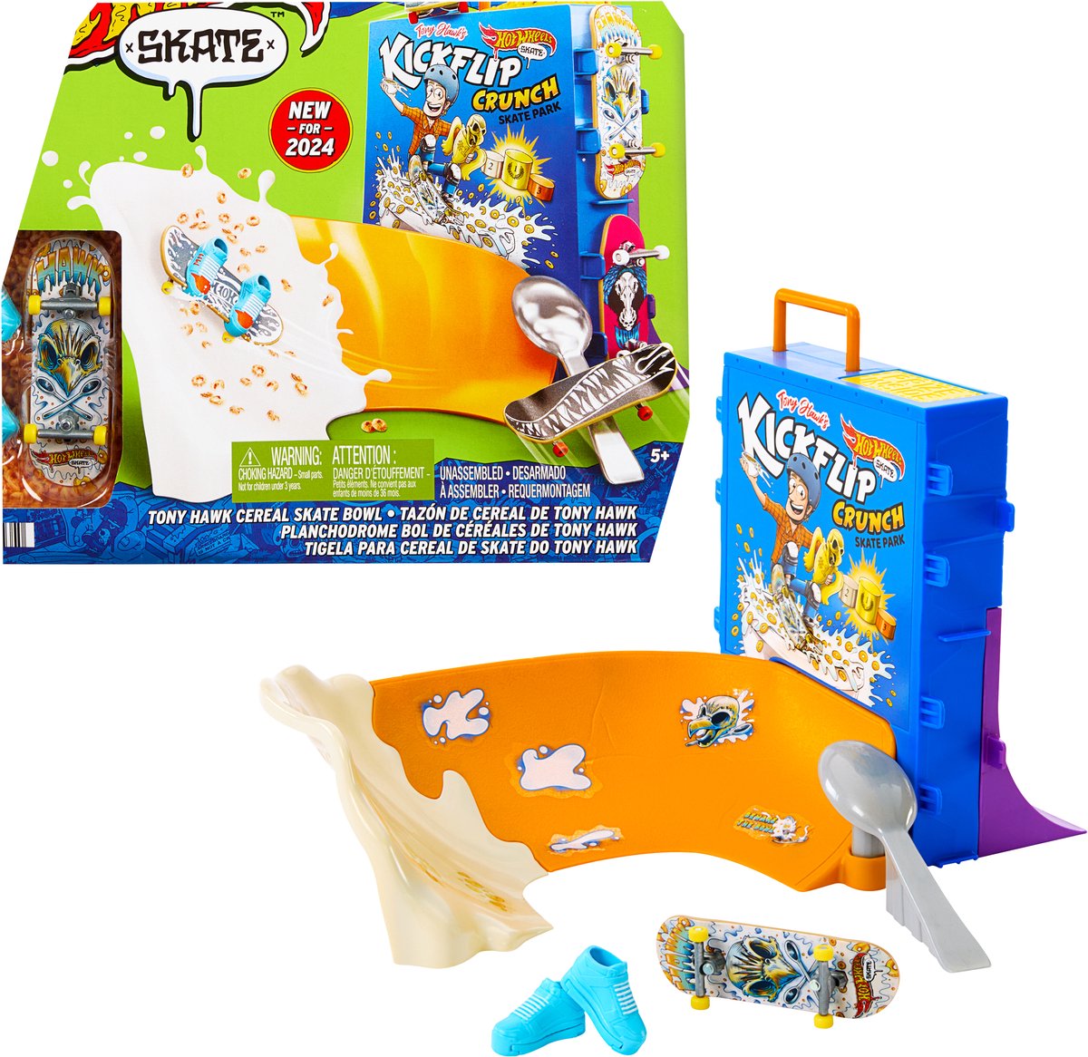 Hot Wheels Skate Tony Hawk Cereal Skate Bowl Fingerboard Set
