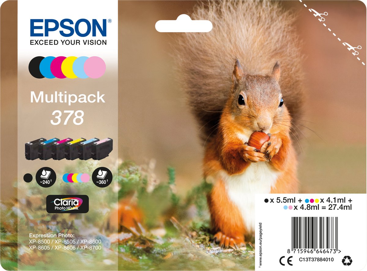 Epson 378 Multipack 6-Pack (black yellow cyan magenta light magenta light cyan)