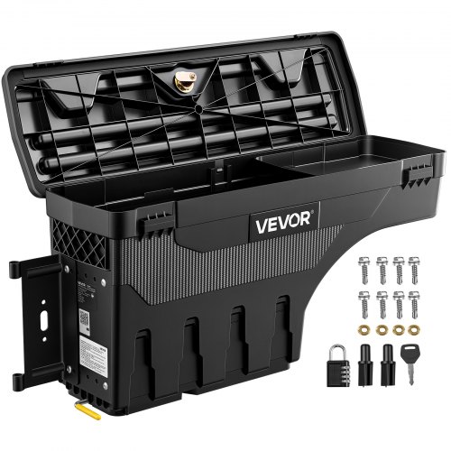 VEVOR Truck Bed Storage Box, 25 L Waterproof ABS Wheel Well Tool Box with Anti-Theft Combination Lock, Compatible with 2002-2018 Dodge Ram 1500 2500 3500, Driver Side Left (Drilling Required)