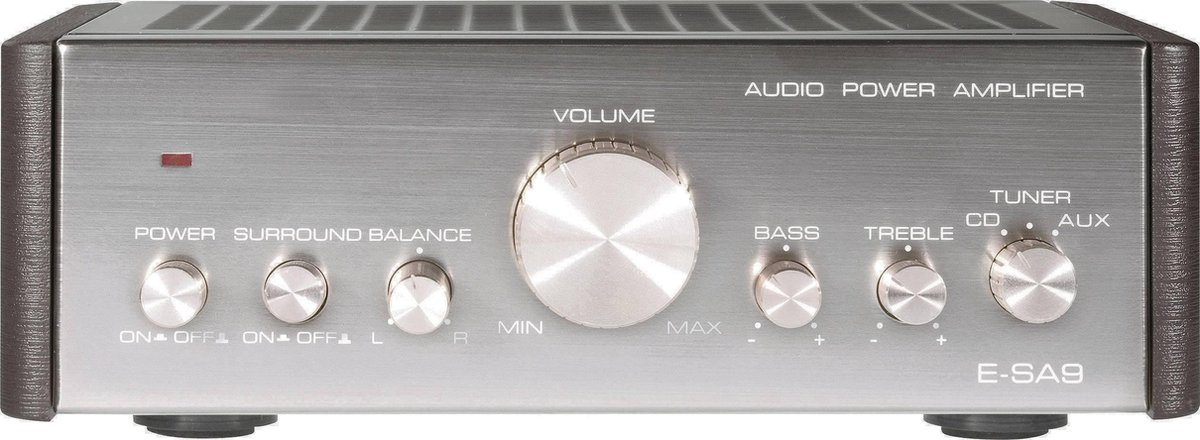 Renkforce E-SA9 Amplificatore Stereo 2 x 12 W Argento (Metallizzato), Marrone scuro