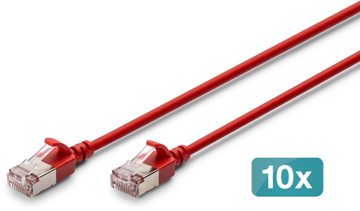 Digitus DK-1632-A-030S-R-10 RJ45 Cavo di rete, cavo patch CAT 6A 3 m Rosso 1 pz.