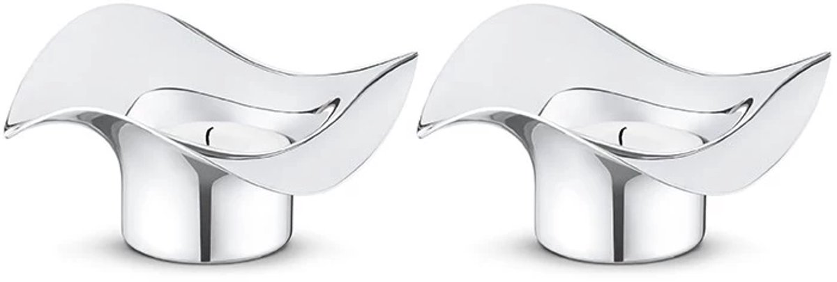 Georg Jensen 2 Portavelas Cobra acero inoxidable