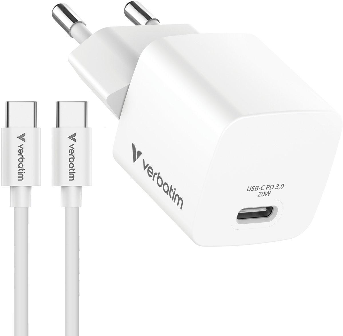 Verbatim Mini GaN Charger 20W with USB-C Cable