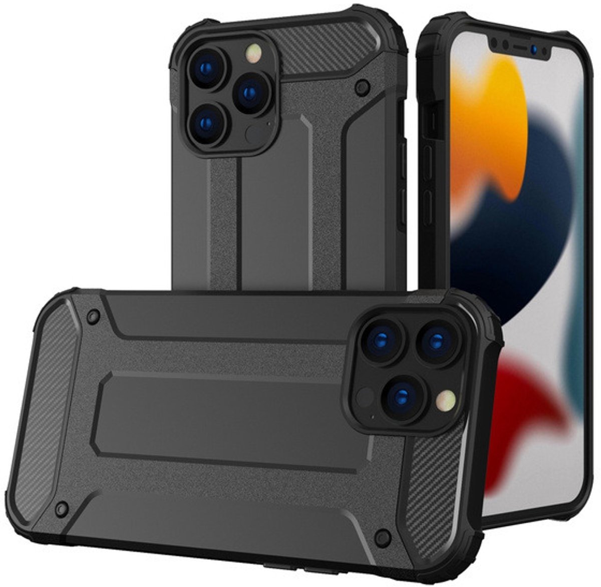 Hurtel Hybrid Armor Case Tough Rugged Cover for iPhone 13 Pro Black