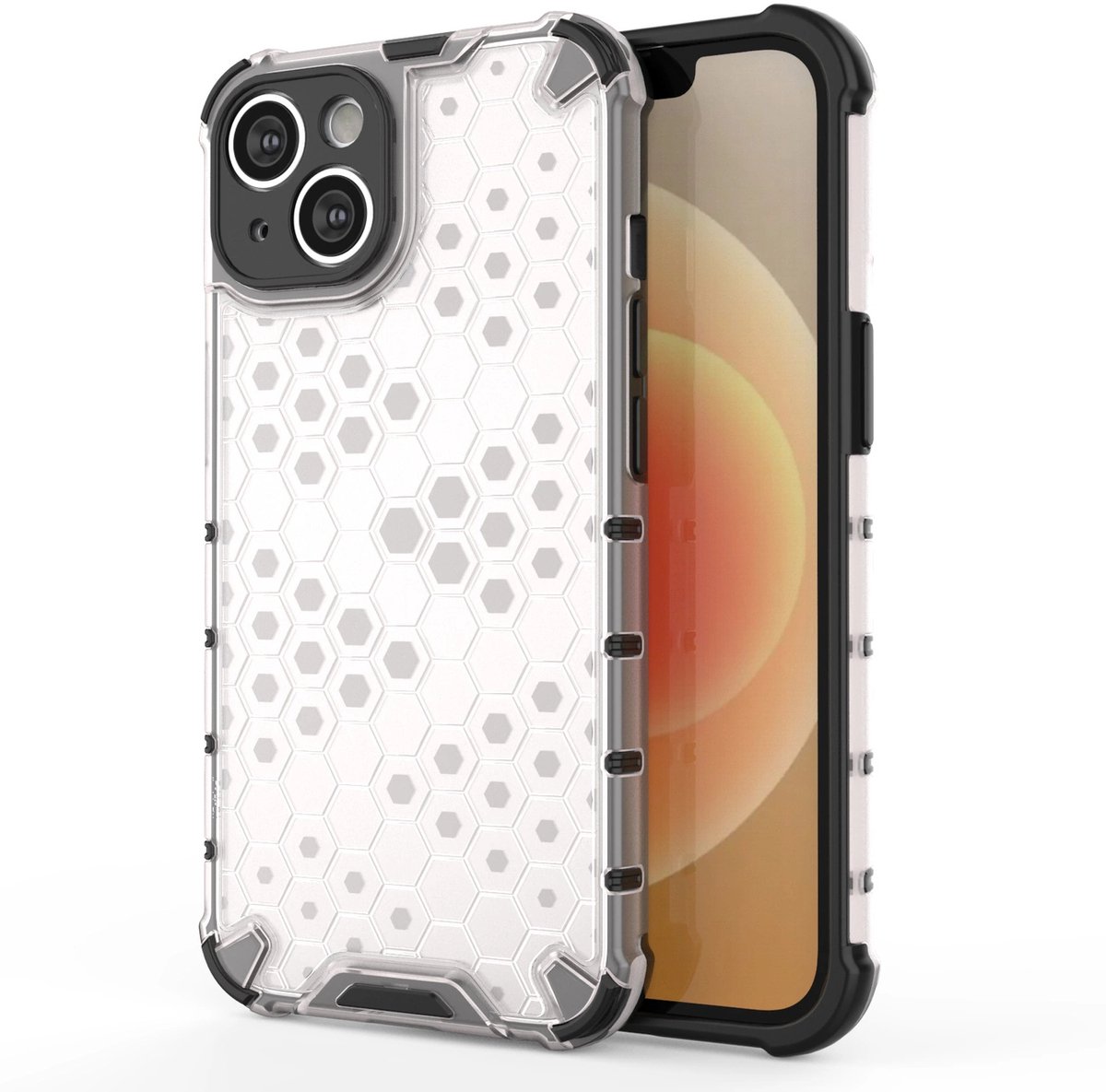 Hurtel Honeycomb Case for iPhone 14 Plus Armored Hybrid Cover Transparent