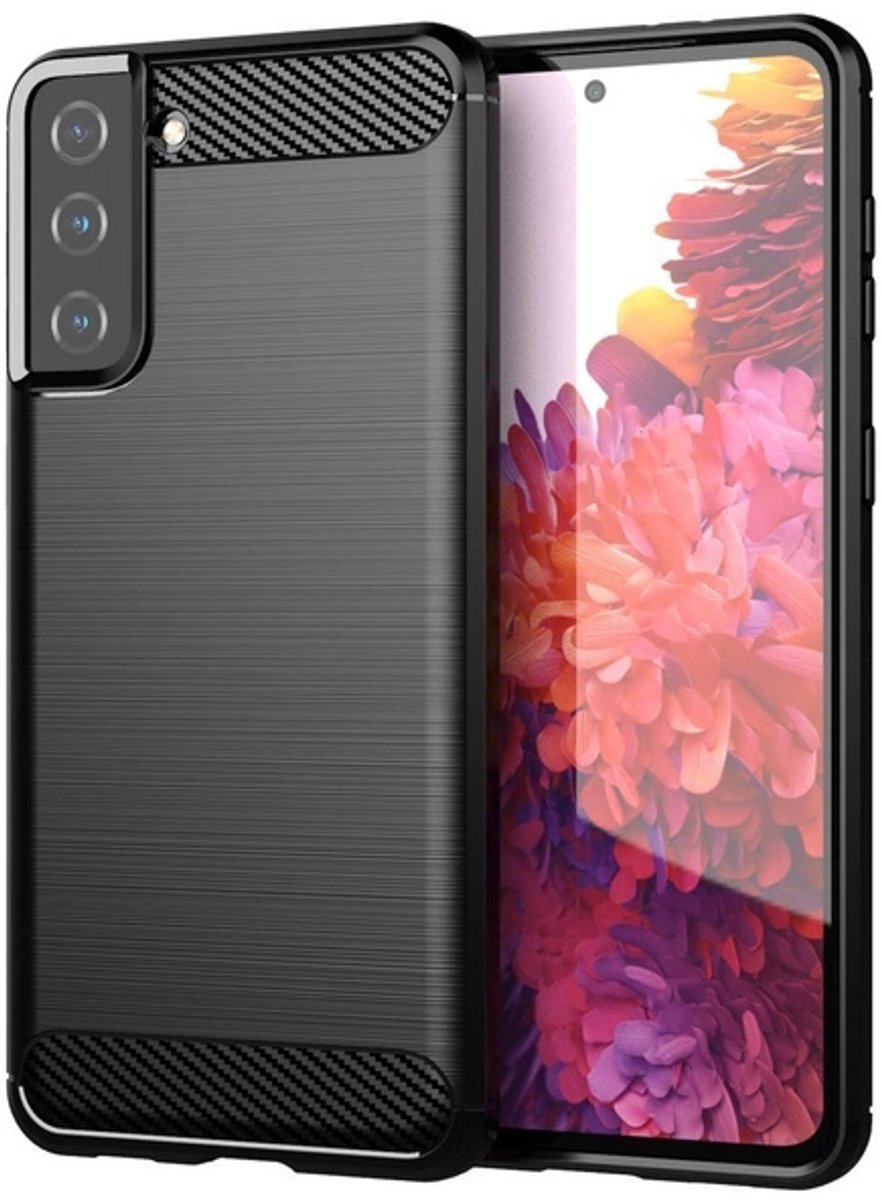 Hurtel Carbon Case Flexible Cover TPU Case for Samsung Galaxy S21+ 5G (S21 Plus 5G) Black