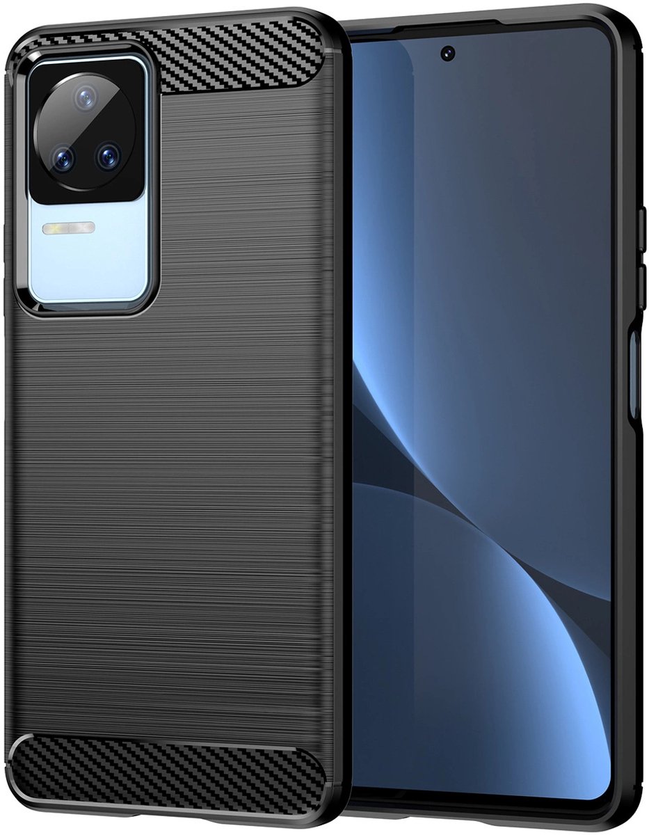 Hurtel Carbon Case for Xiaomi Poco F4 5G Flexible Silicone Carbon Cover Black