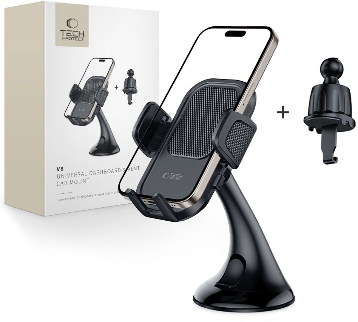 Tech-Protect V8 Car Mount for Dashboard and Air Vent - Black