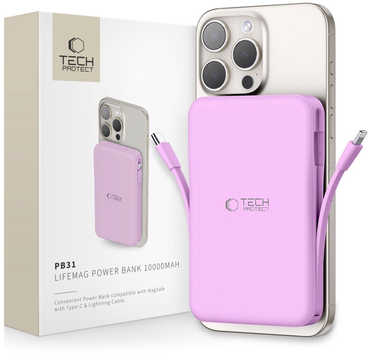 Tech-Protect Powerbank PB31 MagSafe 10000mAH - purple - 10000 mAh