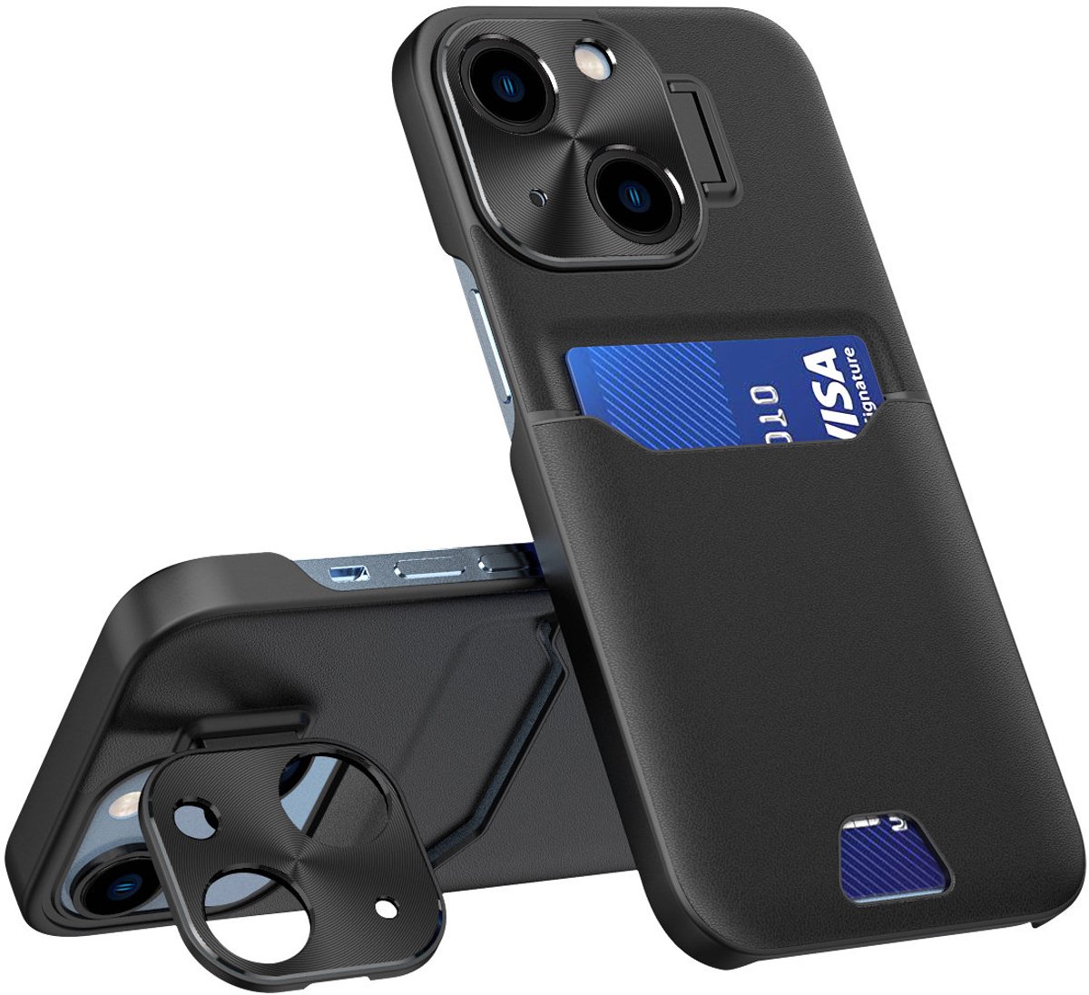 Hurtel Leather Stand Case for Samsung Galaxy S23 card wallet cover with stand black