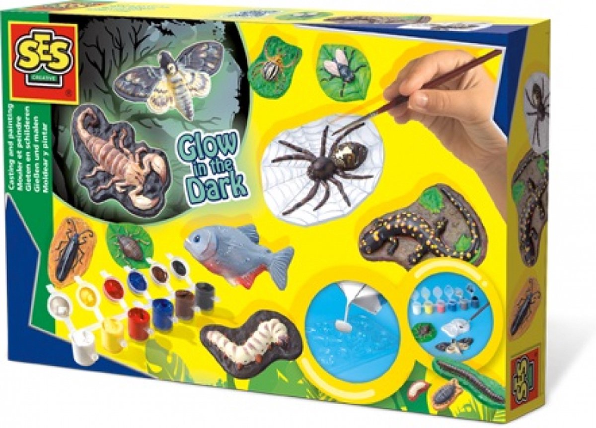 SES Creative Children's Scary Animals Glow in the Dark Casting and Painting Set