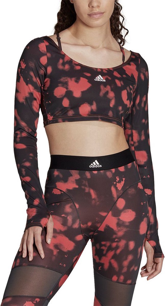 T-shirt crop 3 bandes manches longues Damen adidas Hyperglam
