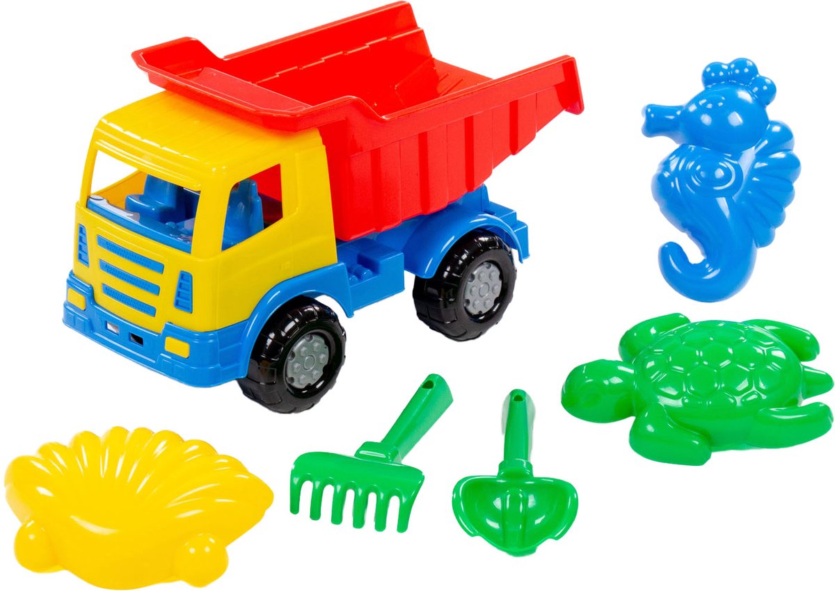 Cavallino Toys Cavallino Classic Dump Truck with Beach Set 6-piece.