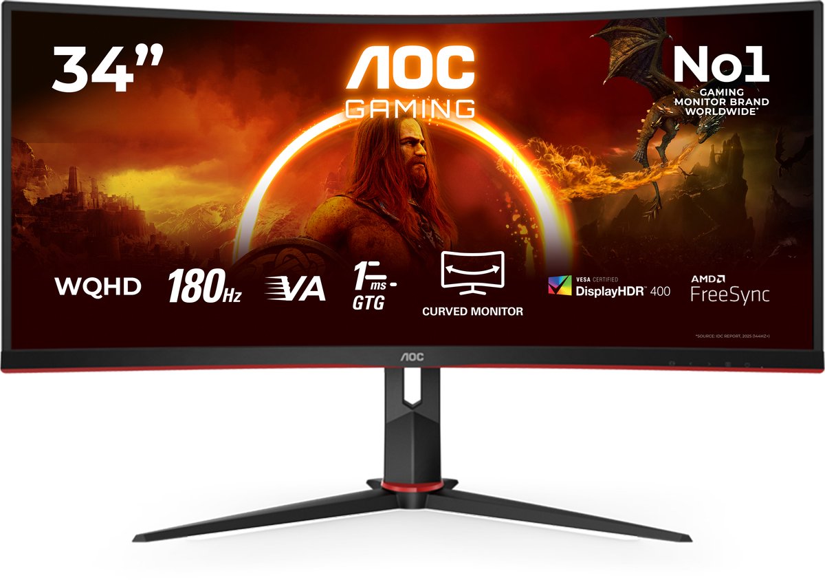 34" AOC CU34G2XP/BK - 3440×1440 (UWQHD) - 180 Hz - VA