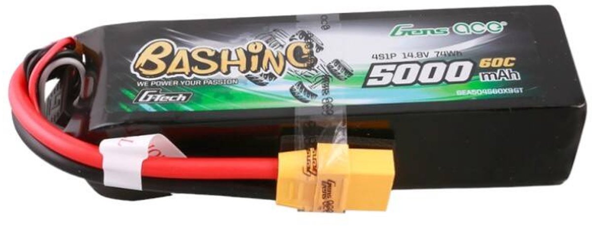 Gens ace &Tattu G-Tech 5000mAh 14.8V 4S1P 60C Lipo Battery Pack with XT90 Plug-Bashing Series