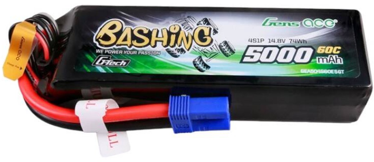 Gens ace &Tattu G-Tech 5000mAh 14.8V 4S1P 60C Lipo Battery Pack with EC5 Plug-Bashing Series