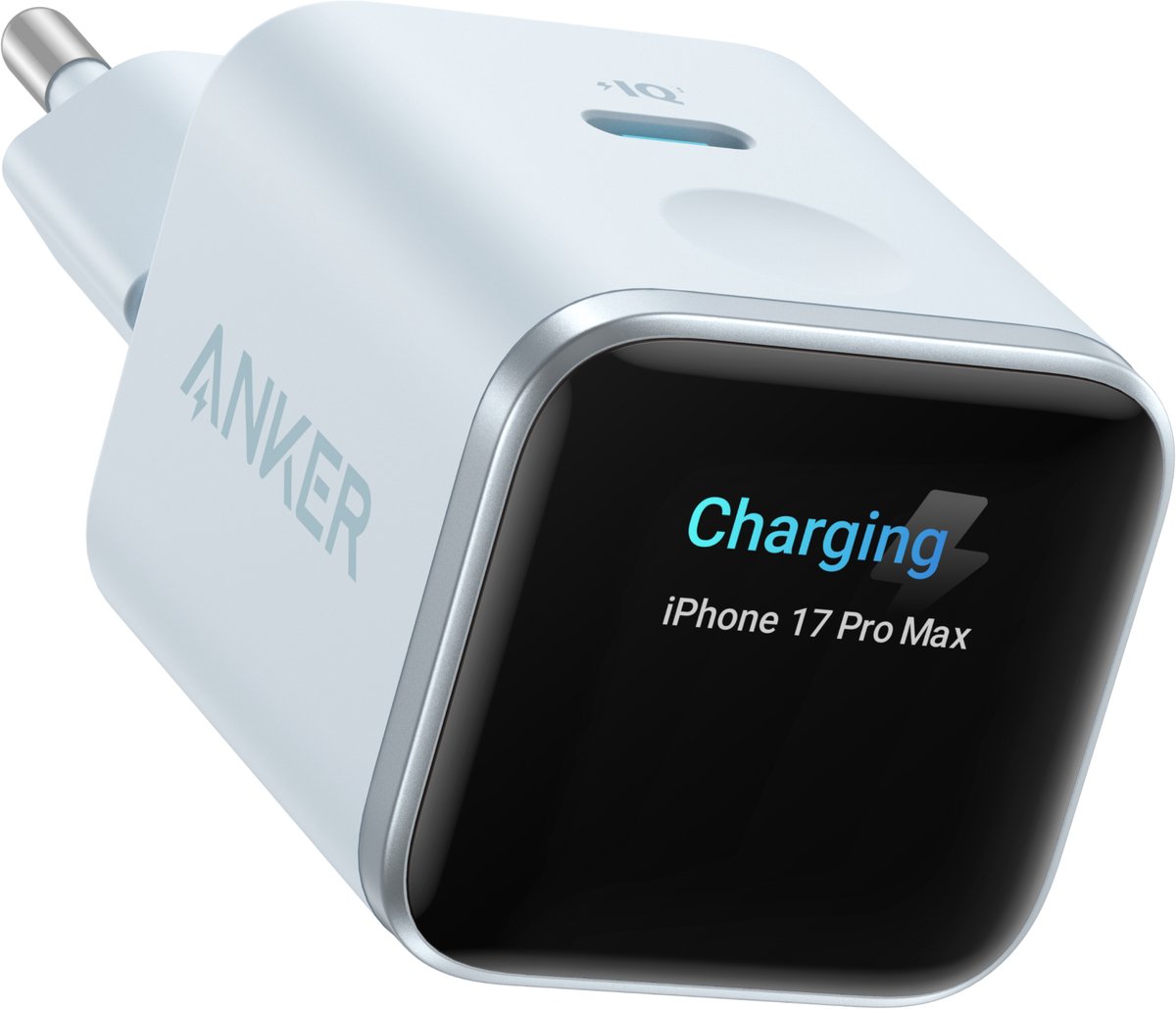 Anker Nano Charger (45W Smart Display) - Blue