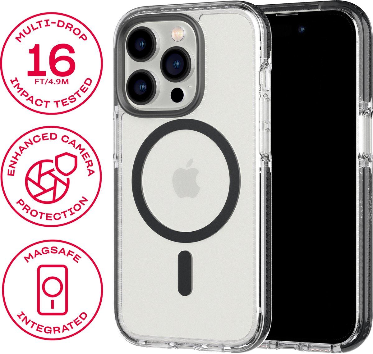 Tech21 Evo Crystal MagSafe iPhone 14 Pro Grafitsort