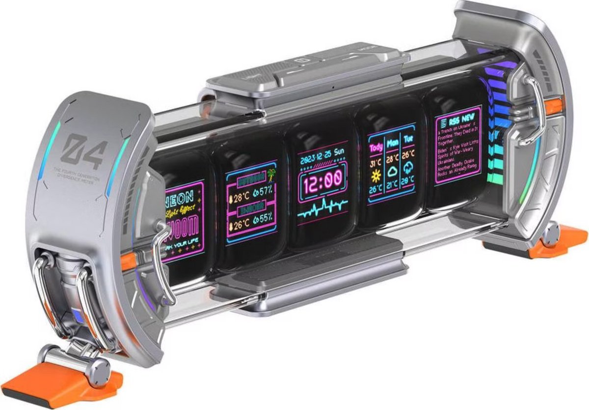 Divoom Times Gate II Cyberpunk Digital Clock - Grey