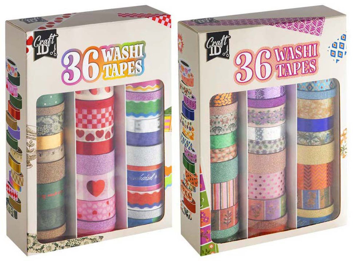 Creative Craft Group Washi tape, æske med 36 ruller. Foil