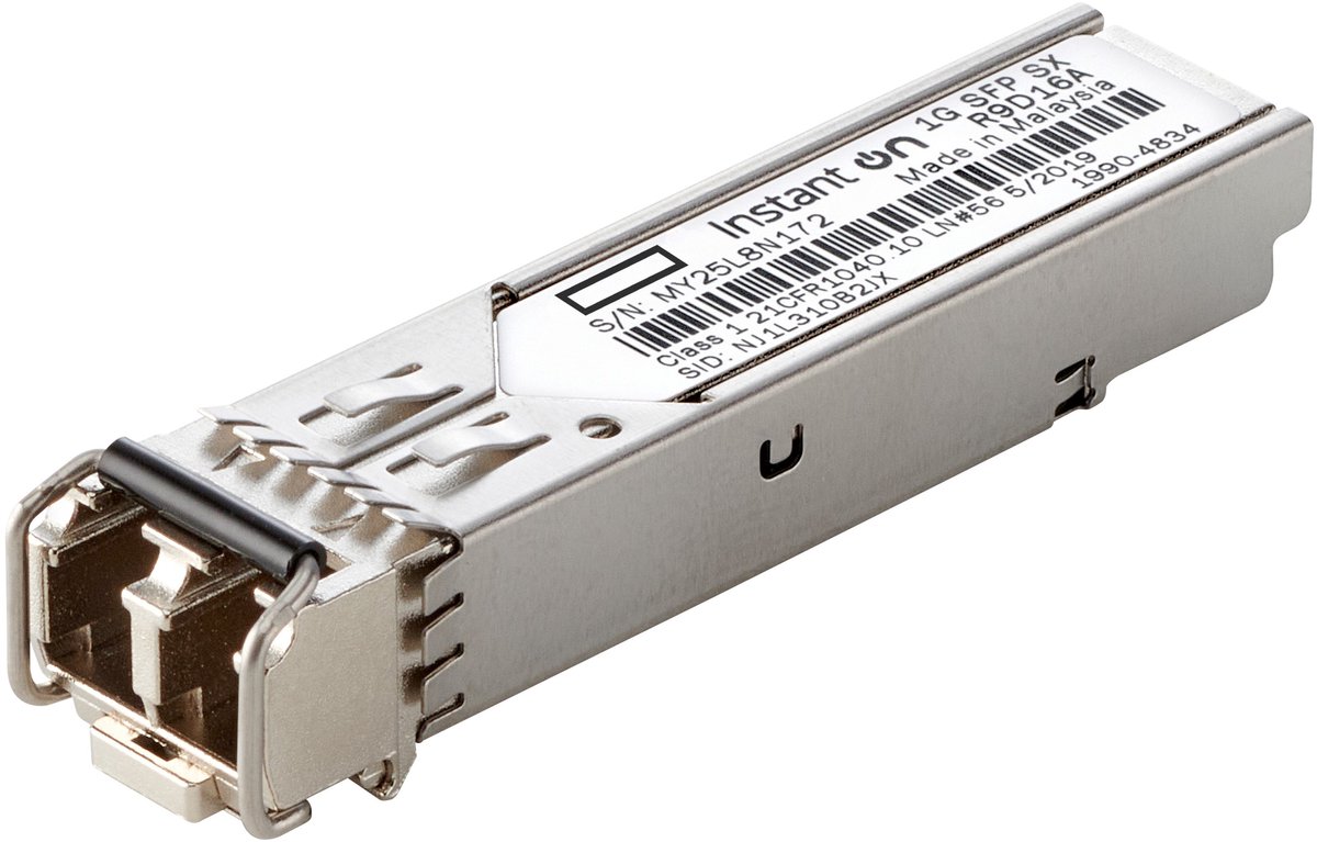 Hewlett Packard Enterprise R9D16A Aruba Instant On 1G SFP LC SX 500m OM2 MMF Transceiver