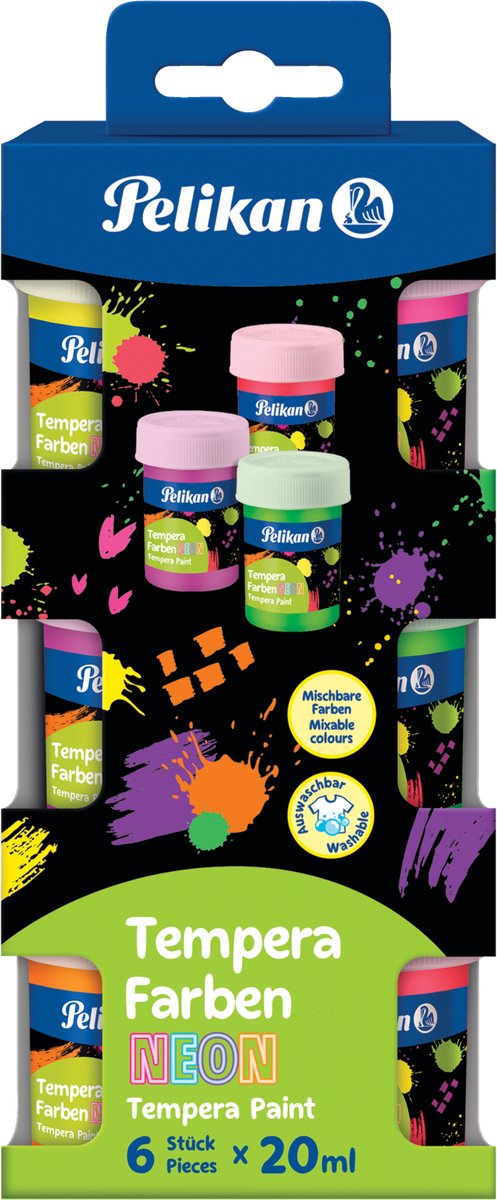 Pelikan Tempera Maling 20ml, 6 neon farver
