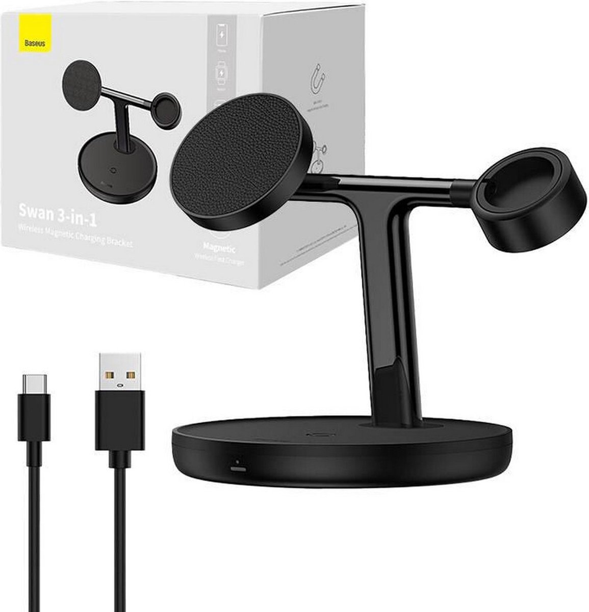 Baseus Magnetic Charging Bracket Swan 3 in 1 20W (black)