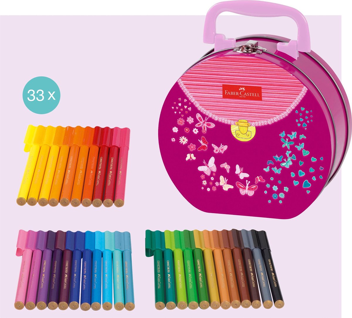 Faber-Castell Tusser Connector i håndtaske tin 33 stk
