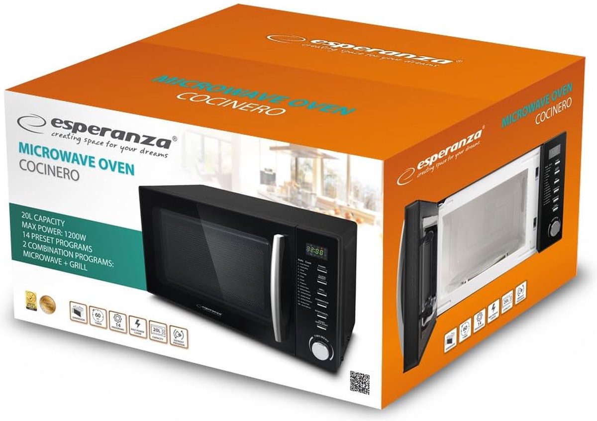 Esperanza COCINERO Encimera Microondas combinado 20 L 1200 W Negro