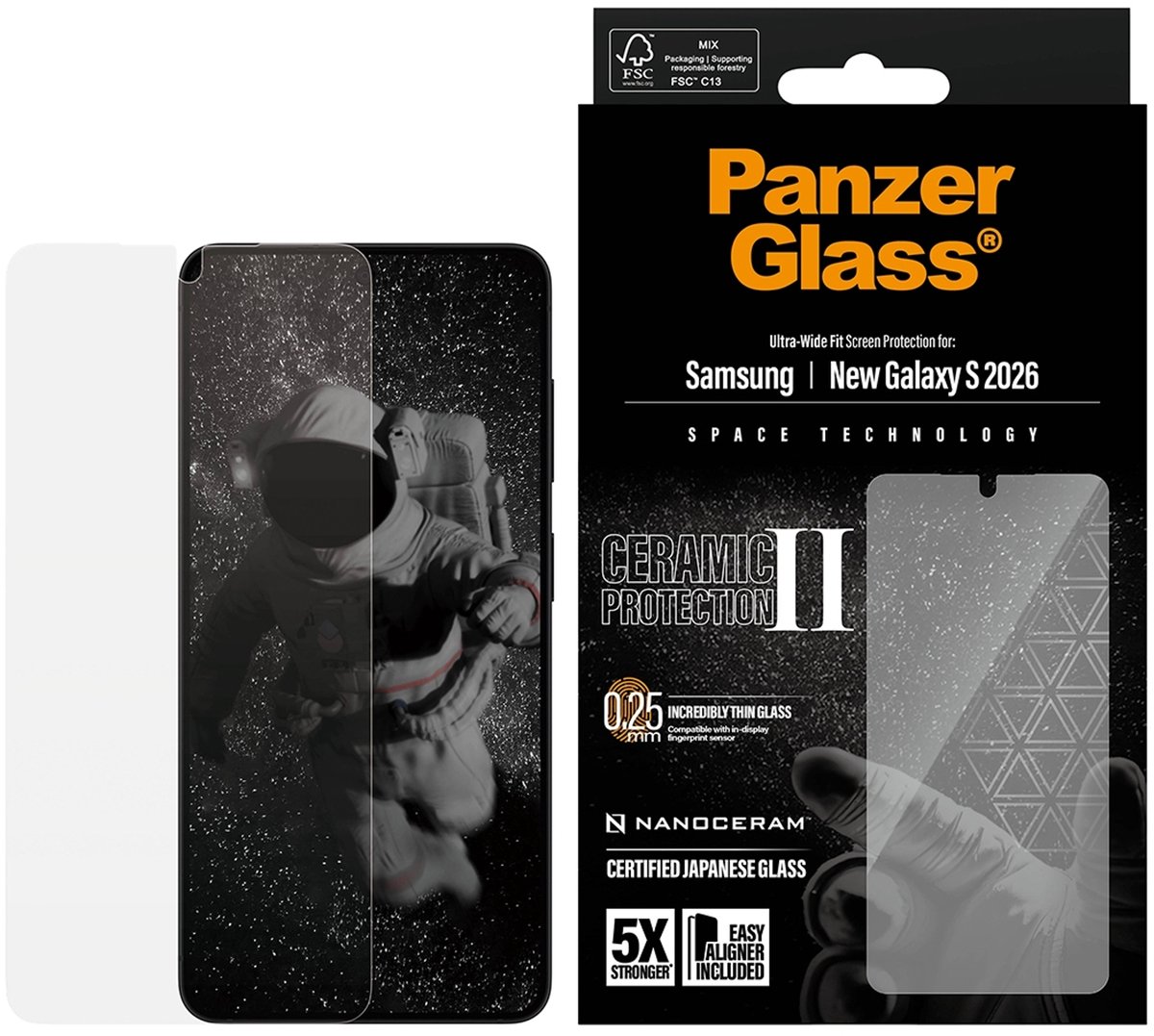 PanzerGlass Ceramic Screen Protector Samsung Galaxy S26 | Ultra-Wide Fit w. EasyAligner
