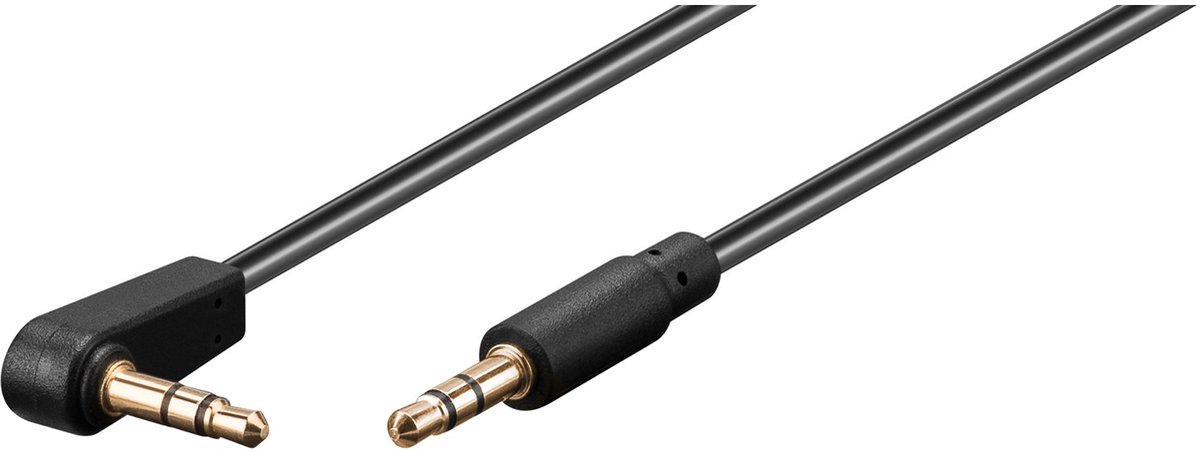 Pro AUX audio connector cable 3.5 mm stereo 3-pin slim CU angled 1.5m