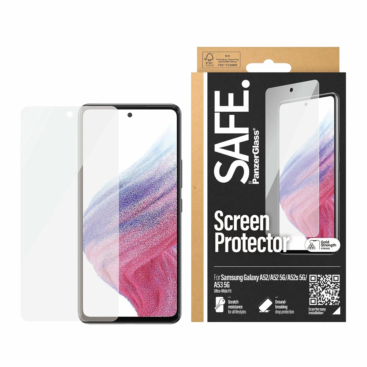 SAFE by PanzerGlass Screen Protector Samsung Galaxy A52 | A52 5G | A52s 5G | A53 5G | Ultra-Wide Fit