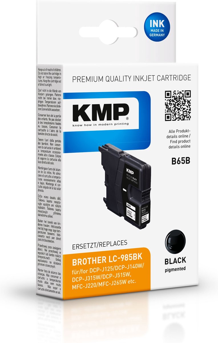 KMP B65B - black - remanufactured - ink cartridge (alternative for: Brother LC985BK)