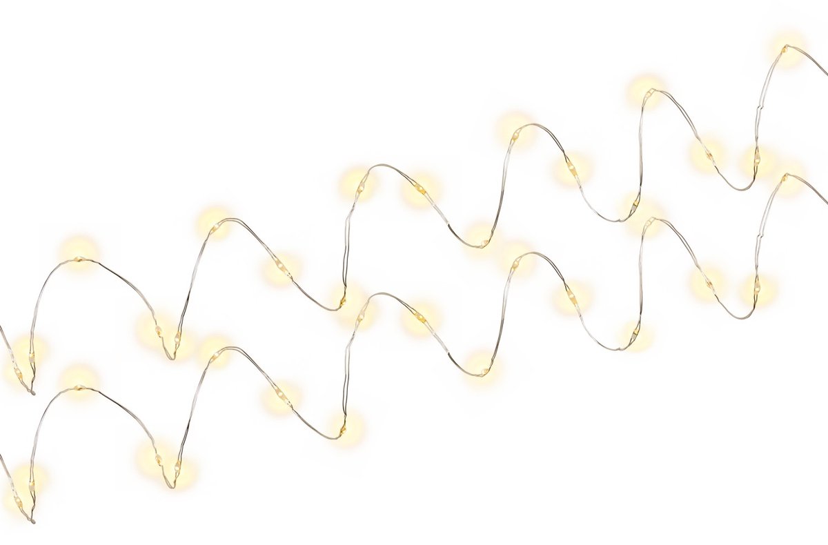 Pro 2 x Silver wire light chain with 20 LEDs incl.timer