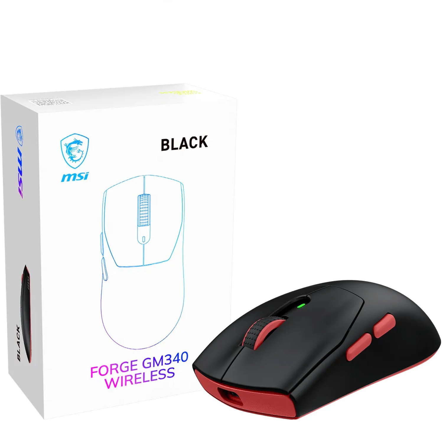 MSI FORGE GM340 - mouse - 2.4 GHz Bluetooth USB - black - Mus - Optisk - 6 knapper - Sort